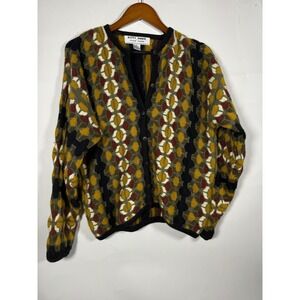 Kitty Hawk Vivian Wang Vintage Geometric Knit Cardigan Sweater Womens Med